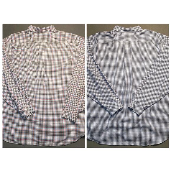 2 Ralph Lauren Mens 3XB Blue Plaid Shirts Button Down Long Sleeve Plaid Gingham - Picture 7 of 8